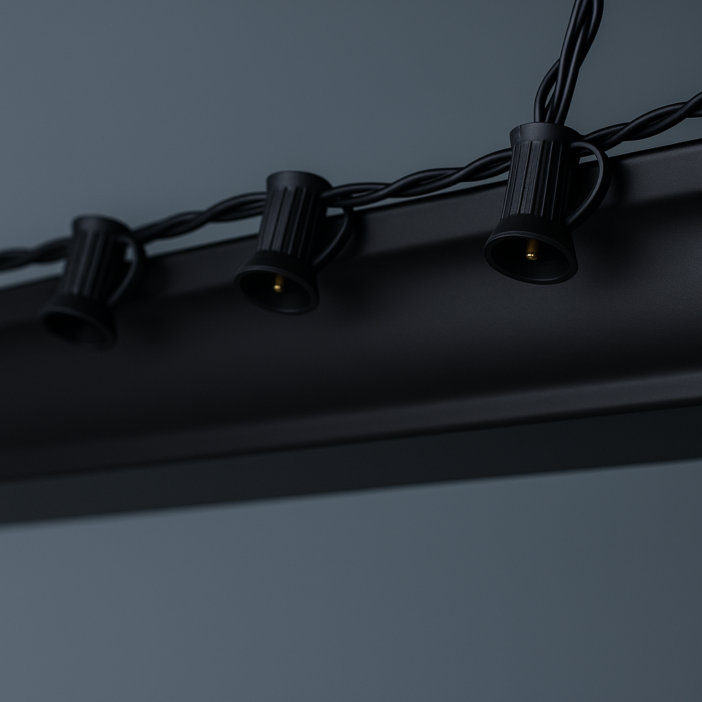 Fil noir pour lumières extérieures - discret sur surfaces foncées